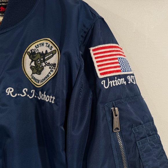 Schott NYC West Pacific Bomber Jacket Medium M South Korea USA Souvenir Flight - Picture 6 of 14